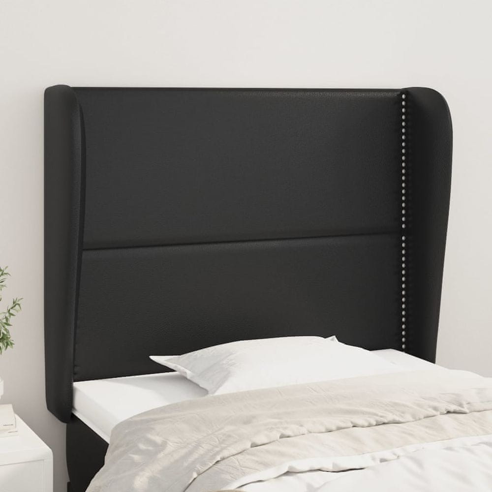 Vidaxl Čelo postele so záhybmi čierne 83x23x118/128 cm umelá koža