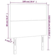 Vidaxl Čelo postele s LED bledosivé 100x7x118/128 cm látka