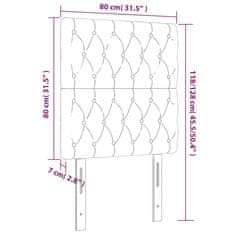 Vidaxl Čelo postele s LED tmavosivé 80x7x118/128 cm zamat