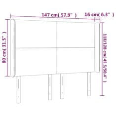 Vidaxl Čelo postele s LED tmavomodré 147x16x118/128 cm zamat