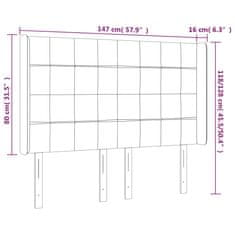 Vidaxl Čelo postele s LED tmavosivé 147x16x118/128 cm látka