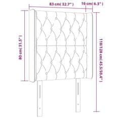 Vidaxl Čelo postele s LED sivohnedé 83x16x118/128 cm látka