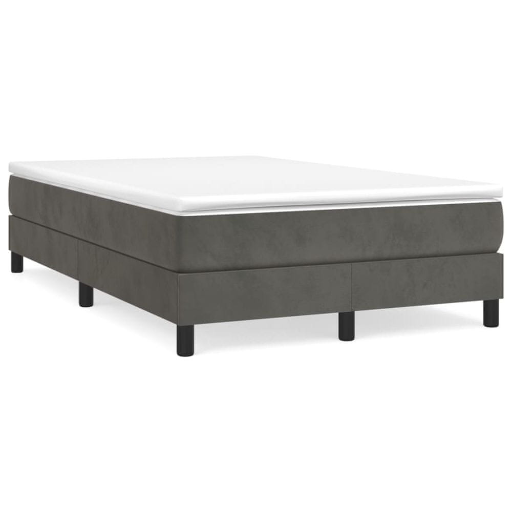 Vidaxl Posteľný rám na boxspring tmavosivý 120x200 cm zamat