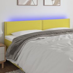 Vidaxl Čelo postele s LED zelené 180x5x78/88 cm látka