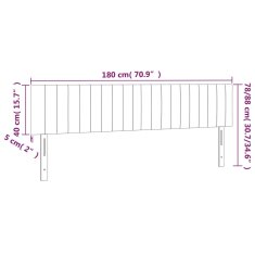 Vidaxl Čelo postele s LED bledosivé 180x5x78/88 cm zamat