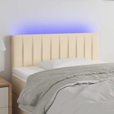 Vidaxl Čelo postele s LED krémové 90x5x78/88 cm látka