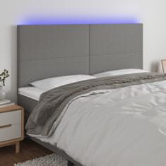 Vidaxl Čelo postele s LED tmavosivé 160x5x118/128 cm látka