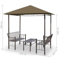 Petromila vidaXL Záhradný altánok so stolom a lavicami 2,5x1,5x2,4 m sivohnedý 180 g/m²	