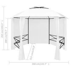 Petromila vidaXL Záhradný prístrešok so závesmi 360x312x265 cm, biely 180 g/m²