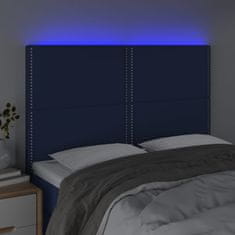 shumee Čelo postele s LED modré 144x5x118/128 cm látka