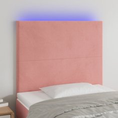 Vidaxl Čelo postele s LED ružové 90x5x118/128 cm zamat