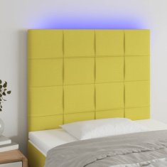 Vidaxl Čelo postele s LED zelené 80x5x118/128 cm látka