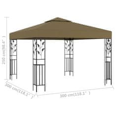 Petromila vidaXL Altánok 3x3 m, sivohnedý 180 g/m²