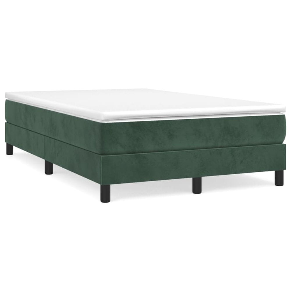 Vidaxl Posteľný rám na boxspring tmavozelený 120x200 cm zamat