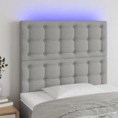 Vidaxl Čelo postele s LED bledosivé 90x5x118/128 cm látka