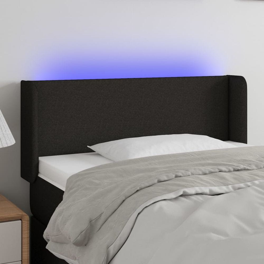 Vidaxl Čelo postele s LED čierne 103x16x78/88 cm látka