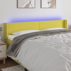 Vidaxl Čelo postele s LED zelené 163x16x78/88 cm látka