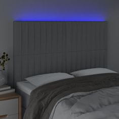 Vidaxl Čelo postele s LED bledosivé 147x16x118/128 cm látka