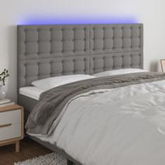 shumee Čelo postele s LED tmavosivé 160x5x118/128 cm látka