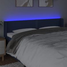 Vidaxl Čelo postele s LED modré 183x16x78/88 cm látka