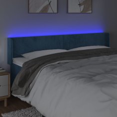 Vidaxl Čelo postele s LED tmavomodré 203x16x78/88 cm zamat