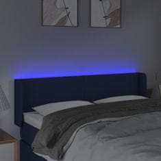 Vidaxl Čelo postele s LED modré 147x16x78/88 cm látka