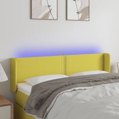 Vidaxl Čelo postele s LED zelené 147x16x78/88 cm látka