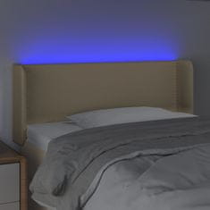 Vidaxl Čelo postele s LED krémové 83x16x78/88 cm látka