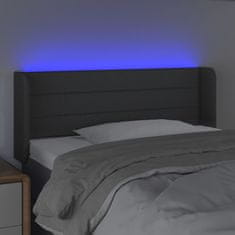 Vidaxl Čelo postele s LED tmavosivé 93x16x78/88 cm látka