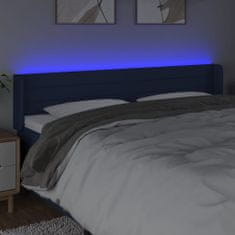 Vidaxl Čelo postele s LED modré 183x16x78/88 cm látka