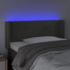 Vidaxl Čelo postele s LED tmavosivé 93x16x78/88 cm zamat