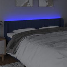 Vidaxl Čelo postele s LED modré 163x16x78/88 cm látka