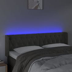 Vidaxl Čelo postele s LED tmavosivé 163x16x78/88 cm zamat