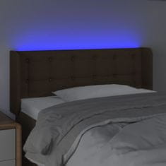 Vidaxl Čelo postele s LED tmavohendé 93x16x78/88 cm látka