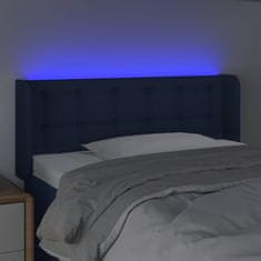 Vidaxl Čelo postele s LED modré 103x16x78/88 cm látka