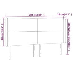 Vidaxl Čelo postele s LED tmavohendé 203x16x118/128 cm látka