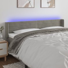 Vidaxl Čelo postele s LED bledosivé 203x16x78/88 cm zamat