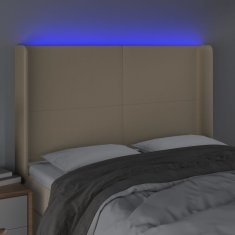 Vidaxl Čelo postele s LED krémové 147x16x118/128 cm látka