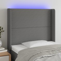 Vidaxl Čelo postele s LED tmavosivé 93x16x118/128 cm látka