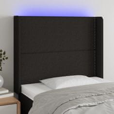 Vidaxl Čelo postele s LED čierne 103x16x118/128 cm látka