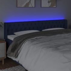 Vidaxl Čelo postele s LED modré 183x16x78/88 cm látka