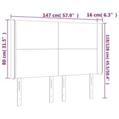 Vidaxl Čelo postele s LED bledosivé 147x16x118/128 cm zamat