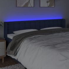 Vidaxl Čelo postele s LED modré 203x16x78/88 cm látka