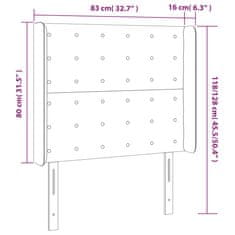 Vidaxl Čelo postele s LED bledosivé 83x16x118/128 cm zamat