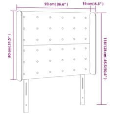 Vidaxl Čelo postele s LED tmavozelené 93x16x118/128 cm zamat