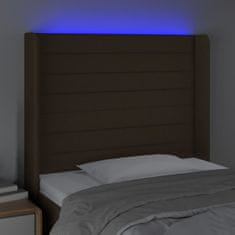 Vidaxl Čelo postele s LED tmavohendé 103x16x118/128 cm látka