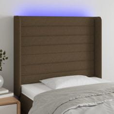 Vidaxl Čelo postele s LED tmavohendé 103x16x118/128 cm látka