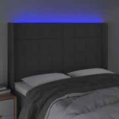 Vidaxl Čelo postele s LED tmavosivé 147x16x118/128 cm látka