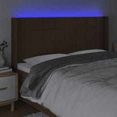 Vidaxl Čelo postele s LED tmavohendé 163x16x118/128 cm látka