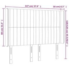 Vidaxl Čelo postele s LED tmavomodré 147x16x118/128 cm zamat